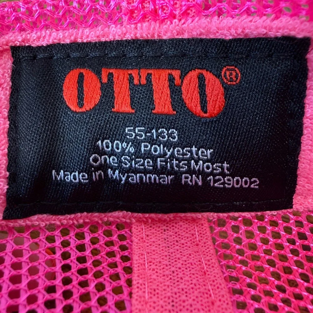 Handmade Crochet Granny Square Patch Trucker Hat Cap Neon Pink White Boho Unique